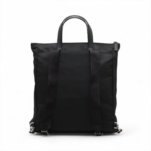 Prada Tessuto Nylon Leather Backpack Rucksack Black - Picture 2 of 8